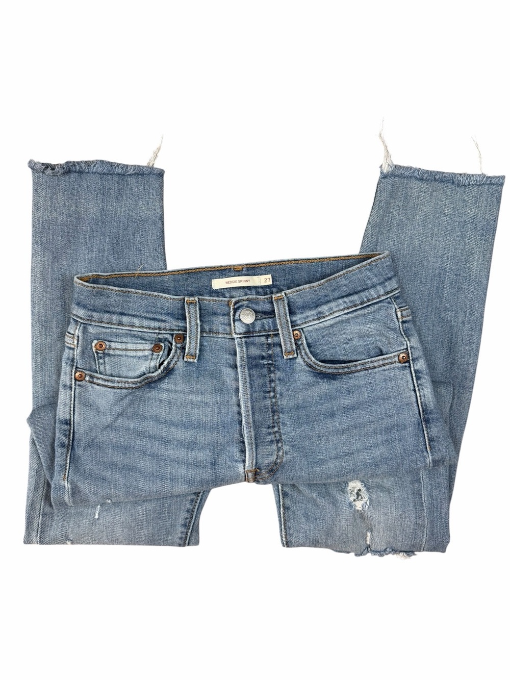 Levi’s Wedgie Skinny Distressed Raw Hem Jeans Size 27